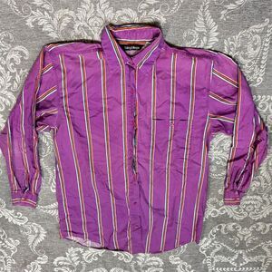 Ashleigh Morgan Men's Vintage Striped Button-Up Shirt Size M